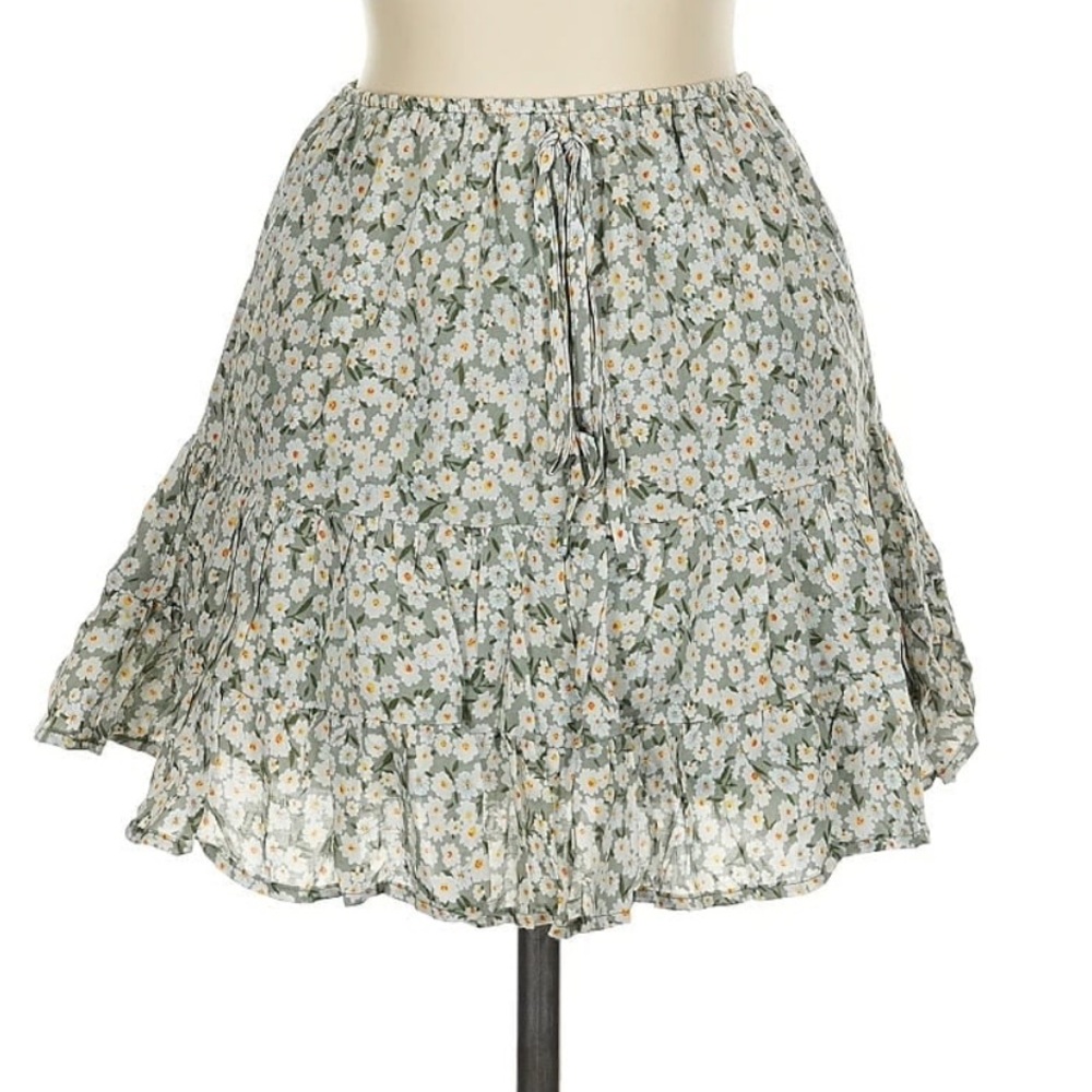 Urban Outfitters Casual Green Floral Skirt